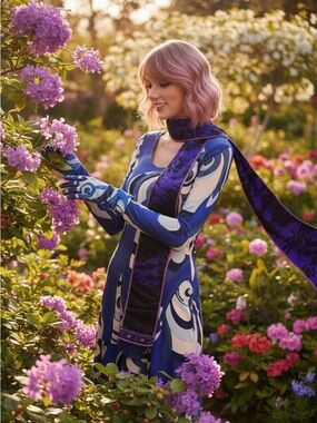 Emilio Pucci Blue Abstract Long-Sleeve Mini Dress